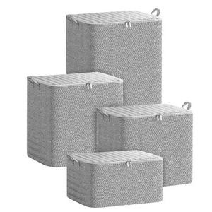 4 Pack Foldable Non Woven Storage Bags Closet Organizers Wardrobe Sorting Basket - Picture 1 of 10