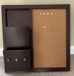Solid Cherry Wood Message Center Bulletin Board with Mail Organizer & Key Knobs - Picture 1 of 5