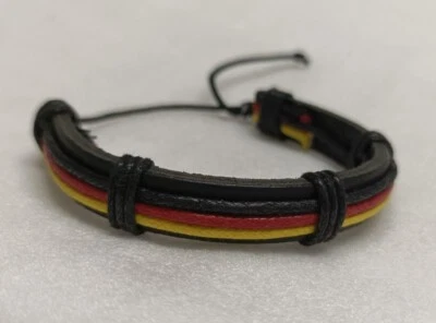 Armband Lederoptik Deutschland Schwarz Rot Gold Fanartikel Schmuck Fußball EM WM - Bild 1 von 4