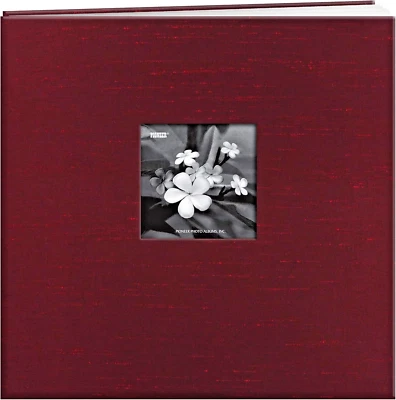 8X8" Pioneer E-Z Load Cranberry Silk Photo Book & Sleeves, Archival Acid-Free - Image 1 of 4