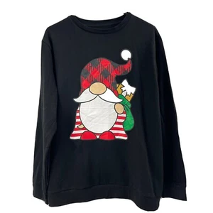 Well Worn Santa Claus Holiday Christmas Sweater Black Large - Picture 1 of 8
