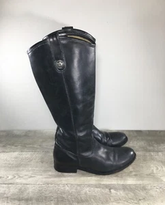 Stivali da donna Frye #77167 Melissa Button neri alti in pelle equitazione biker taglia 8 - Foto 1 di 11