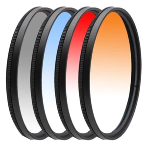 Glare-Reducing Anti-Static Blue Gray Red Orange Graduated Filter for Canon Nikon - Picture 1 of 58