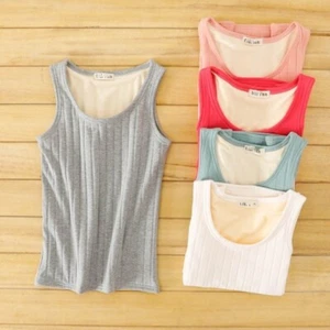 Lady Thermal Underwear Fleece Lined Vest Wide Strap Camisole Tank Tops Slim Soft - Picture 1 of 20