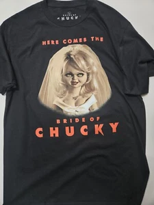 Bride Of Chucky Mens T-shirt Large Black Red Graphic Tee Halloween Horror Movie - Imagen 1 de 7