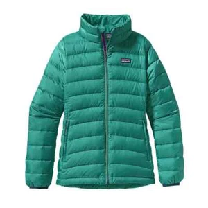 Patagonia Down Sweater Jacket Girls XL 14 Blue Full Zip Duck Down Youth Kids Ski - Picture 1 of 12