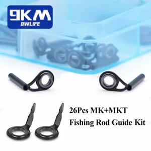 26Pcs Fishing Rod Guide MK&MKT Set Repair Kit Stainless Tip Top Guide Building - Picture 1 of 7