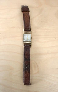 Vintage 30s 40s Lord Elgin Mens Gold Square Rectangle Watch - Picture 1 of 5