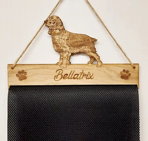 Working Cocker Spaniel Puppy Rosette Holder Oak Veneer Fabric Mesh Hanger - Picture 1 of 4