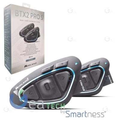 MIDLAND BTX2 PRO S DOPPIO INTERFONO MOTO BLUETOOTH AURICOLARE DA CASCO TWIN PACK - Immagine 1 di 4
