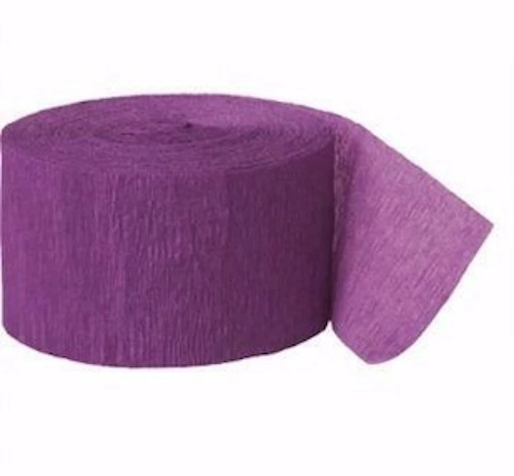 4 x Crepe Paper Rolls each 81ft - Streamer Decoration Bunting 24 metres - Purple - Image 1 of 1
