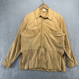 Vintage Valentino Shirt Men's Small Brown Suede Heavy Thick Pockets Canvas 90s - Picture 1 of 10