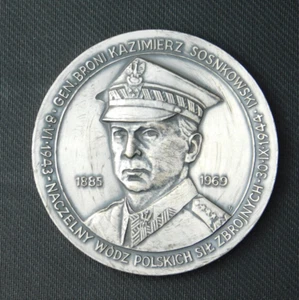 4514 WW2 POLISH HOME ARMY AK MEDAL - GENERAL SOSNKOWSKI WARSAW UPRISING POLAND - Picture 1 of 2