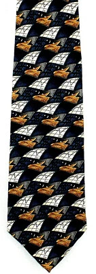Big Business Men's Necktie Sales Profit Checkbook Dollar Sign Silk Blue Neck Tie - Image 1 of 3