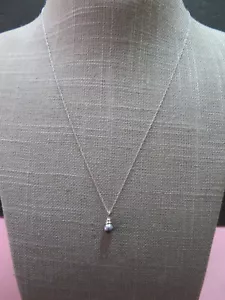 Vtg 14K Black PearlPendant & 14K White Gold 18" Rope Chain Necklace - Picture 1 of 8