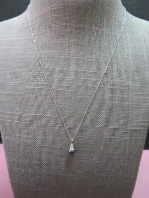 Vtg 14K Black PearlPendant & 14K White Gold 18" Rope Chain Necklace - Image 1 of 4