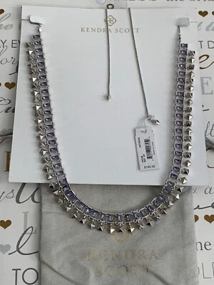 Collar Kendra Scott Oscar Plata Lila Cristal Gargantilla Ajustable Nuevo con Etiquetas $195 Foto 1 de 4