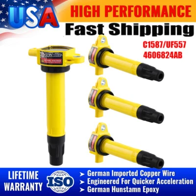 4 Pack Ignition Coil For Dodge Jeep Compass 2.0L 2.4L L4 C1587 UF557 4606824AB - Image 1 of 4