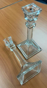 New Boxed Vintage Roman 8" Candlesticks Toscany USA 24% Lead Crystal - Picture 1 of 5