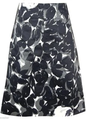 Marni  Skirt Black Grey White Flower Print Zipper Cotton Blend Dress Sz 38 - Image 1 of 4
