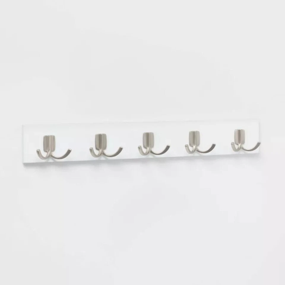 Modern Octopus 5 Hooks Rail Nickel/White : Wall Mounted Hook Rack - Image 1 of 3