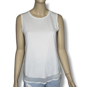 Athleta Cadence Tank Womens Small White Sleeveless Top Pullover Nylon Mesh - Picture 1 of 9