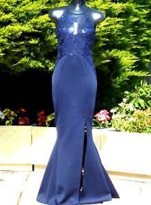 LIPSY Blue Sequin Maxi Dress Size 12 Evening Wedding PROM Ball Cruise BNWT