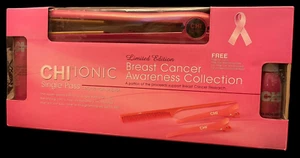 NEW CHI Ionic Single Pass Flat Iron & Extras Limited Edition PINK Breast Cancer - Picture 1 of 19