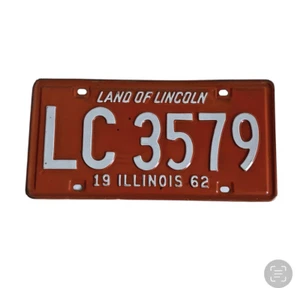 Matrícula de colección Illinois 1962 Land of Lincoln LC 3579 naranja coleccionable - Imagen 1 de 3