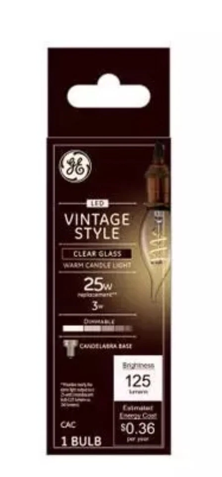 Ge Lighting  LED Vintage Light Bulb, Candle, Warm White, Amber Bulb, 125 Lumens, - Image 1 of 1