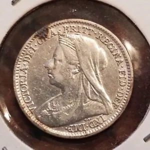 1897 GREAT BRITAIN 3 PENCE COIN - HIGH GRADE .925 SILVER - #A8424 - Picture 1 of 2