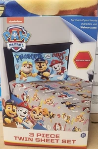 NEW Nickelodeon Paw Patrol 3-Piece Twin Sheet Set Microfiber Fitted Flat - Picture 1 of 6