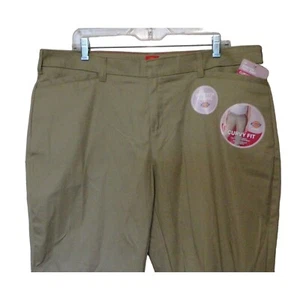 Dickies Stretch Twill Pants 18 Reg Tan Khaki Curvy Fit Straight Leg Flat NEW - Picture 1 of 11