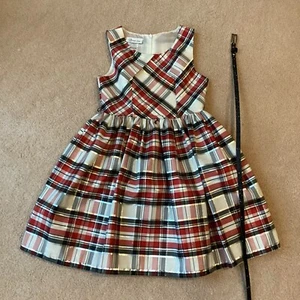 BONNIE JEAN HOLIDAY SEASON/ PARTY DRESS, 8, SPARKLY PLAID, BELTED, NETTED SLIP - Picture 1 of 4