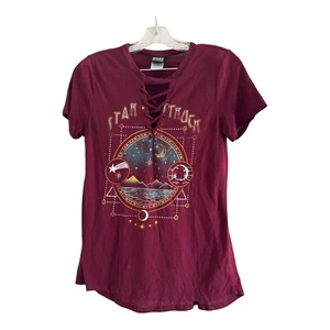 Camiseta MODERNA LUX Para Mujer STAR STRIKE Borgoña Manga Corta-PEQUEÑA - Imagen 1 de 8