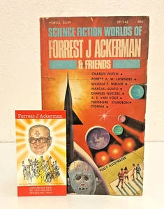 Science Fiction Worlds of Forrest J Ackerman (Powell 1969) Vtg Paperback w/ Card - Imagen 1 de 10