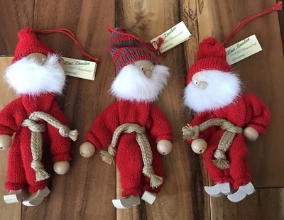 "Lote de colección de 3 figuras de Papá Noel suecas estatua 7"" madera de Navidad elfo Nisse escandinavo" Foto 1 de 4