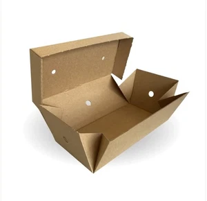 $ kompostierbare biologisch abbaubare Burger Box gewellt - Packung 100 - 195 x 110 x 40 mm - Bild 1 von 3