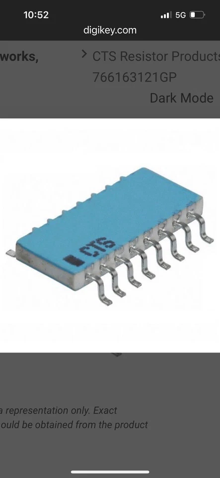 Componentes electrónicos CTS mfr: 766163121GP redes y matrices de resistencia 120 ohmios Foto 1 de 1