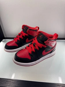 Nike Air Jordan 1 Mid TD "Bred" Toddler Size 11C Black Red White 2022 Retro 3/4 - Picture 1 of 8