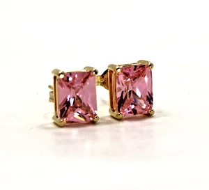 Vintage Sterling rosa Turmalin Ohrringe rosa Smaragdschliff Prime Art & Jewel - Bild 1 von 11
