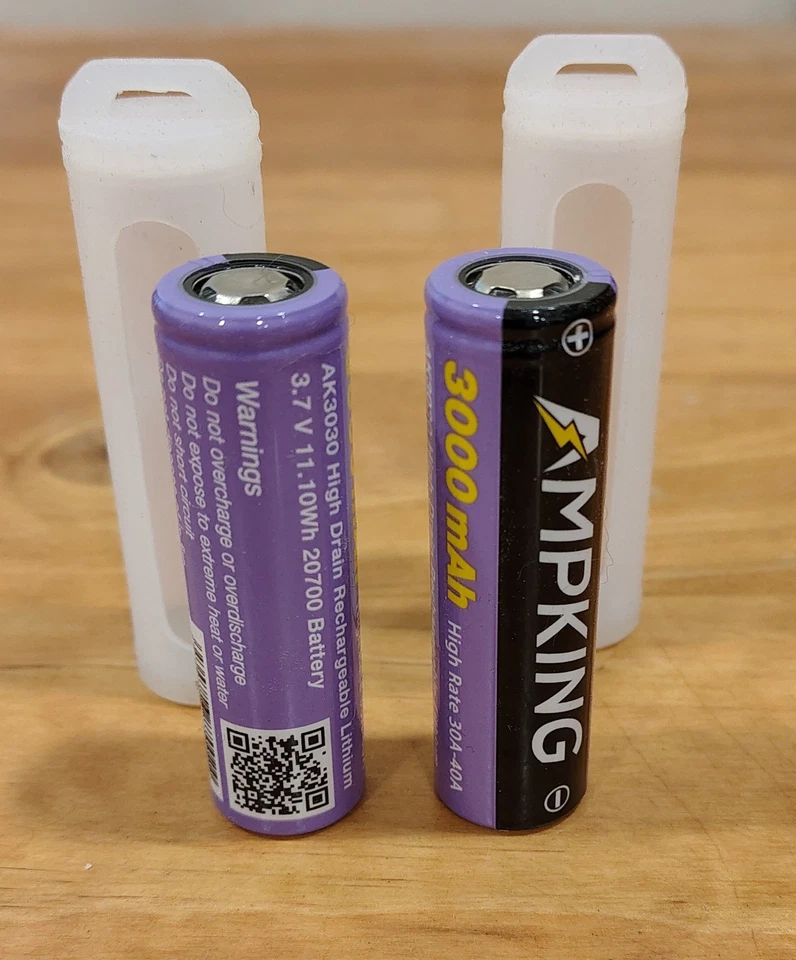 Two Pack Ampking AK3030 20700 Rechargeable Li-ion Battery High Drain 40A 3000mAh - Image 1 of 4