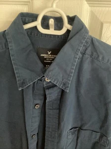 AMERICAN EAGLE BLAUES HERRENHEMD KLASSISCHE PASSFORM SMALL PETITE GEBRAUCHT - Bild 1 von 9