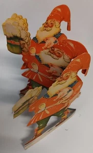 Vintage paper fold out.  elf with pig and beer stein. humorous fold out.  6 1/2" - Picture 1 of 2