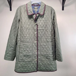 BROOKS BROTHERS Thermore Jacket Women 16 Snap Buttons Green Quilted Plaid Lined  - Picture 1 of 18