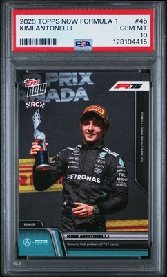 2025 Topps Now Fórmula 1 Kimi Antonelli Rookie #45 PSA 10 Foto 1 de 2