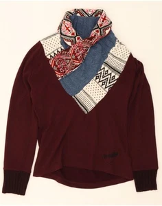 DESIGUAL Womens Shawl Neck Jumper Sweater UK 14 Medium Burgundy Fair Isle DA71 - Picture 1 of 3