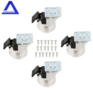 4 Pack Swivel Caster Wheels for Furniture 2 Inch 360° Swivel Wheels with Brake - Picture 1 of 12