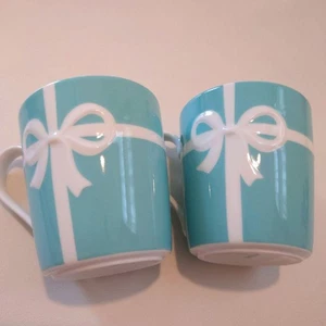 Tiffany & Co. Blue Ribbon Becher Tasse 2er Set echt 225ml H 9cm neuwertig ohne Box - Bild 1 von 3