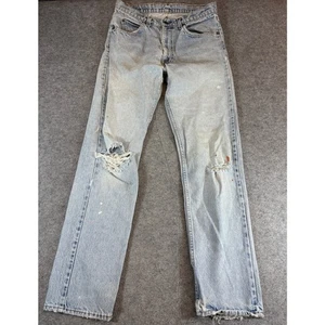 Pantalones de mezclilla rectos vintage años 70 Levis para hombre 30x31 azul naranja lengüeta desgastados - Imagen 1 de 8